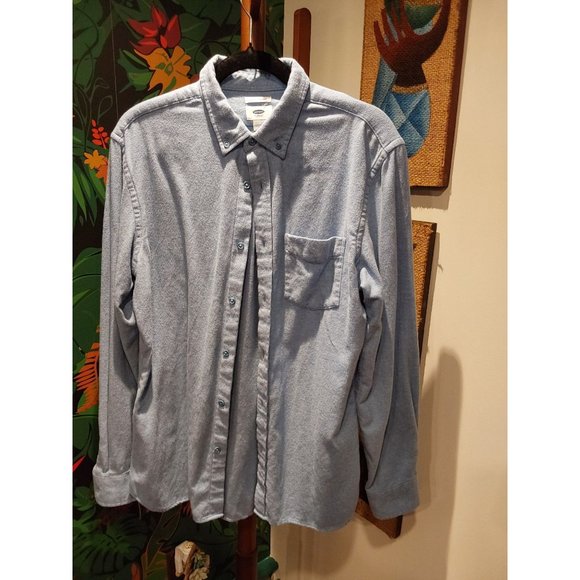 Old Navy Men's Super Soft Cotton Flannel Light Blue Slim Fit Shirt. Size Medium - Picture 1 of 11